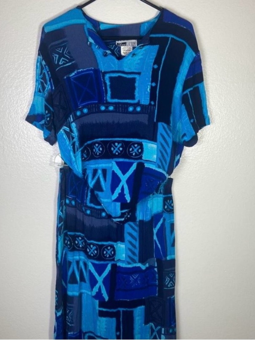 Blue Geometric Maxi Dress - Women